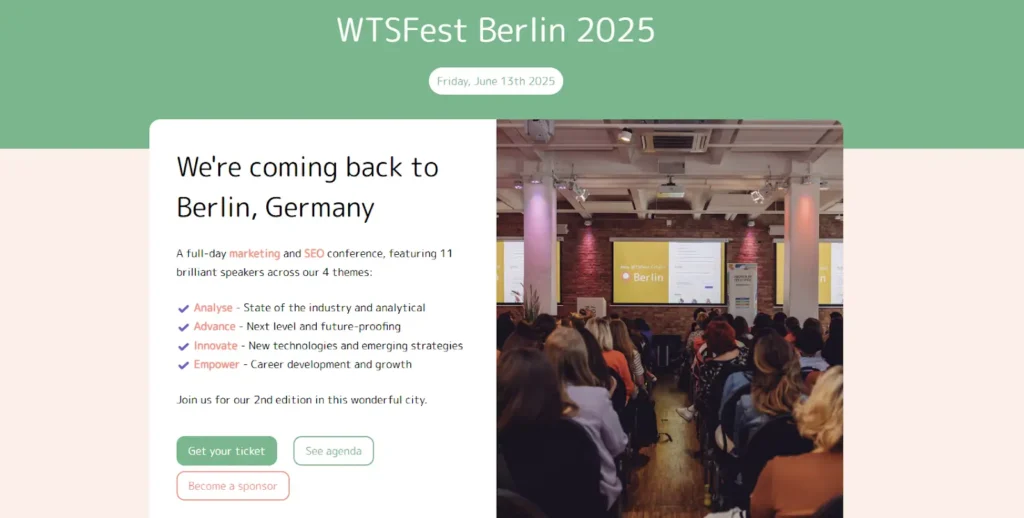 A screenshot of the WTSFest website.