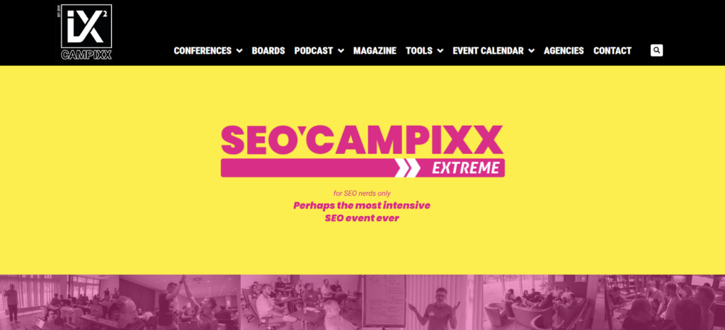 A screenshot of the SEO:Campixx website.
