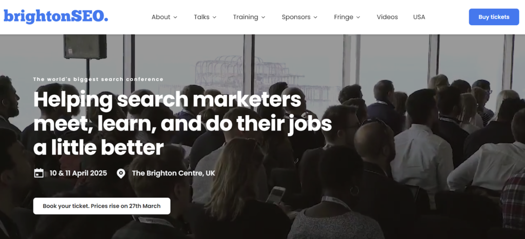 A screenshot of the Brighton SEO website.
