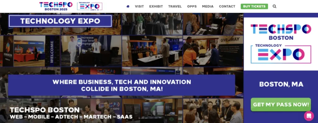 A screenshot of the DigiMarCon New England conference website.