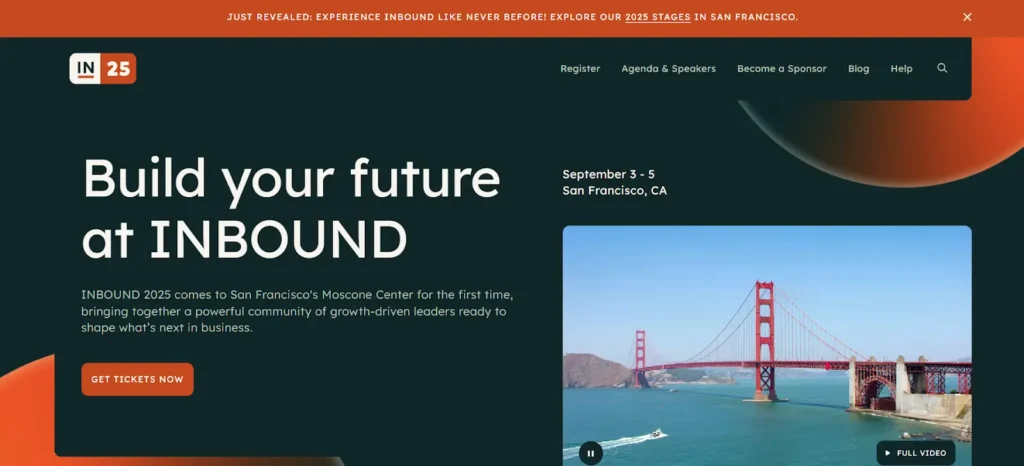 A screenshot of the Inbound 2025 website.
