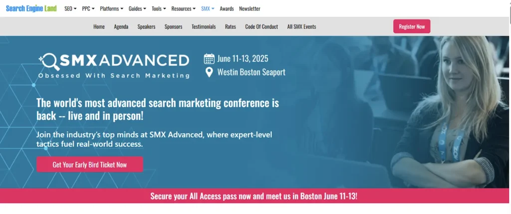 A screenshot of the DigiMarCon New England conference website.