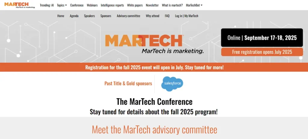 A screenshot of the DigiMarCon New England conference website.